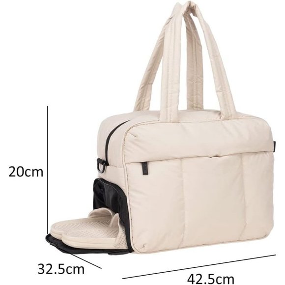 Jqwsve Travel Duffel Women Puffer Gym Tote  Weekender Bag with Shoe Compartment - Picture 6 of 6